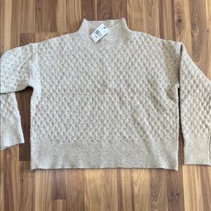 Kut from the Kloth Textured Beige Turtleneck Sweater